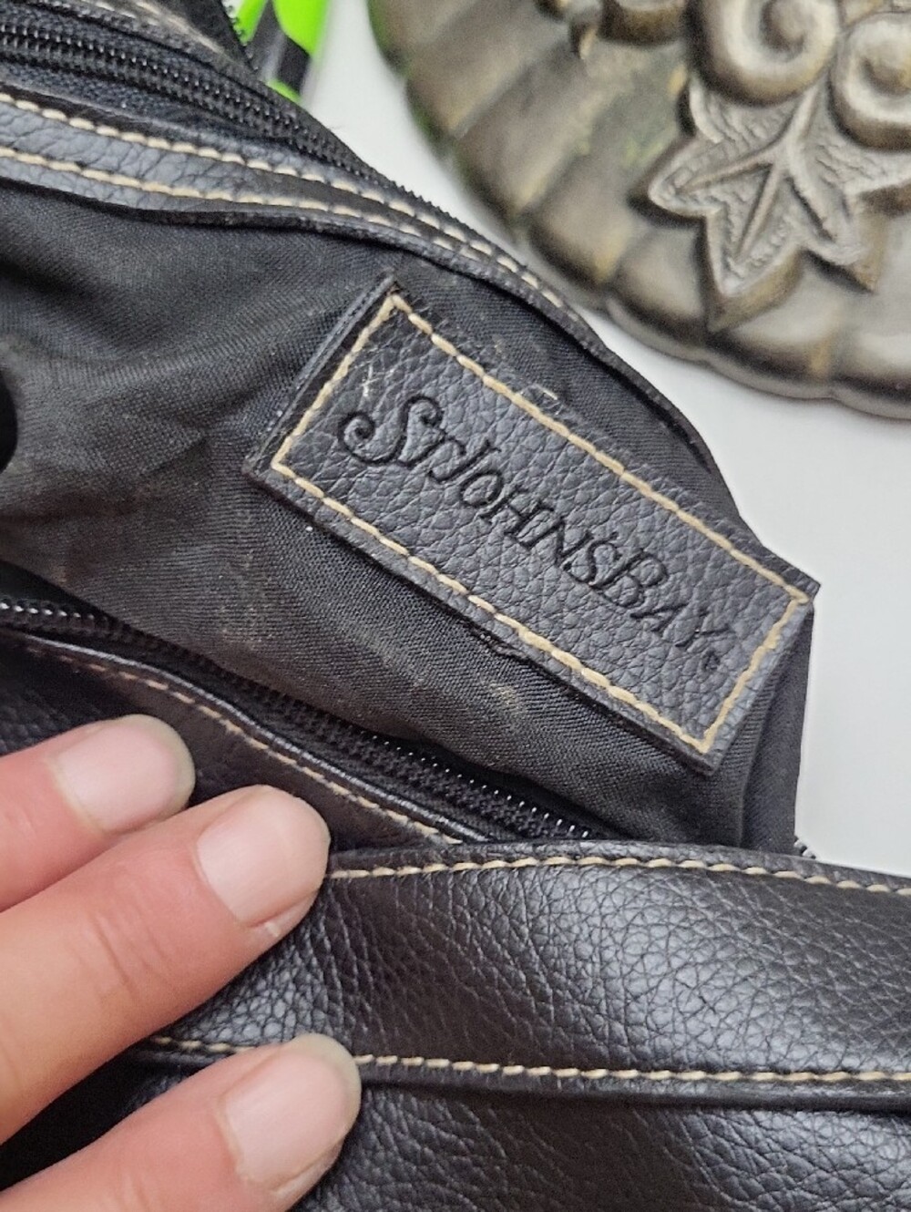 St. John's Bay Black Shoulder Bag with Silver Buckle Accents - Picture 5 of 12
